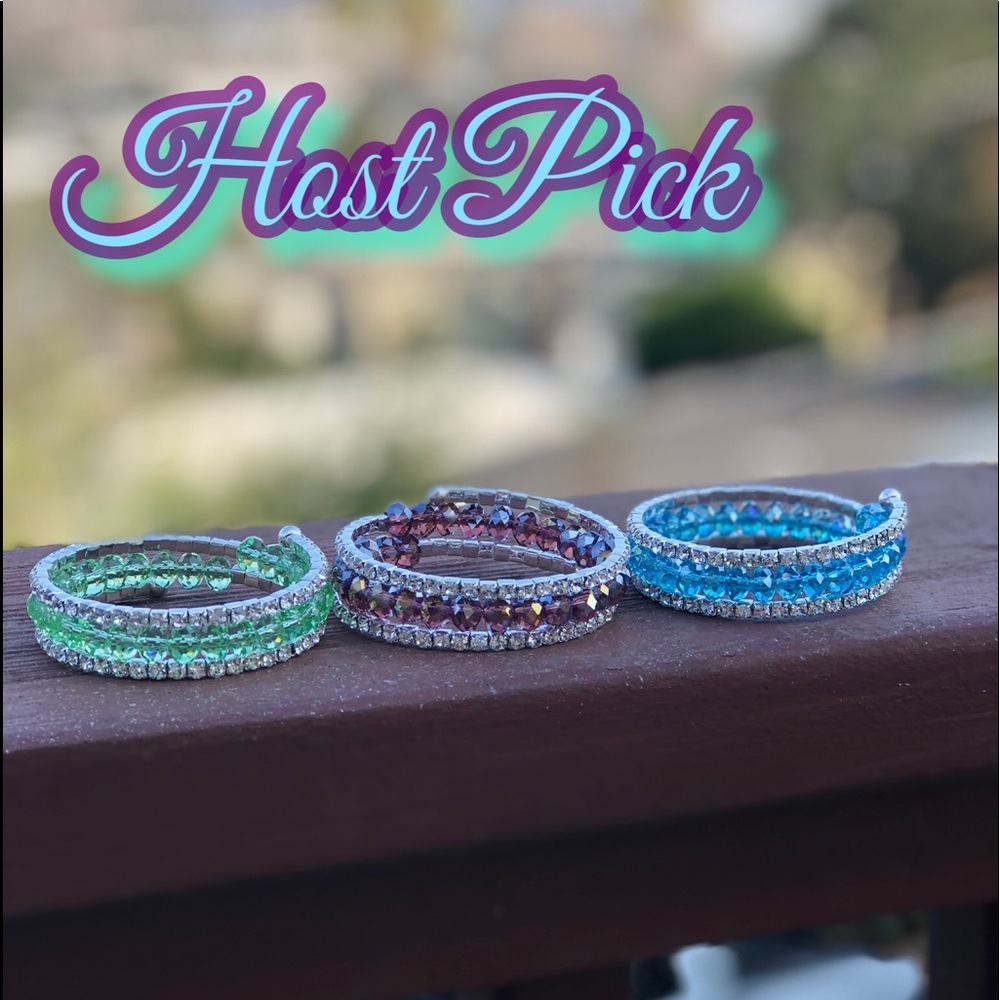 🎉HP🎉💧Set of 3️⃣ Rhinestone Coil Bracelets💧